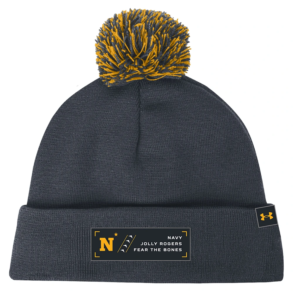 Men's Under Armour Navy Navy Midshipmen 2024 Rivalry Cuffed Knit Hat with Pom