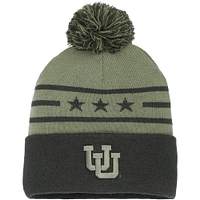 Men's Under Armour Forest Green Utah Utes Freedom Collection Cuffed Knit Hat with Pom