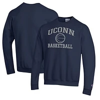 Men's Champion Navy UConn Huskies Basketball Icon Pullover Crewneck Sweatshirt