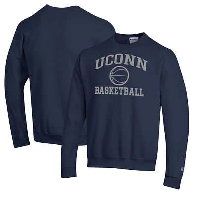 Men's Champion Navy UConn Huskies Basketball Icon Pullover Crewneck Sweatshirt