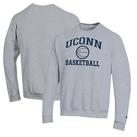 Men's Champion Heather Gray UConn Huskies Basketball Icon Pullover Crewneck Sweatshirt