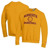 Men's Champion Gold Minnesota Golden Gophers Basketball Icon Pullover Crewneck Sweatshirt