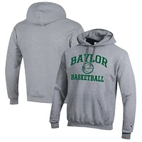 Men's Champion Heather Gray Baylor Bears Basketball Icon Pullover Hoodie
