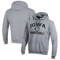 Men's Champion Heather Gray Iowa Hawkeyes Basketball Icon Pullover Hoodie