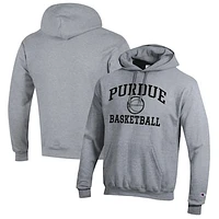 Men's Champion Heather Gray Purdue Boilermakers Basketball Icon Pullover Hoodie