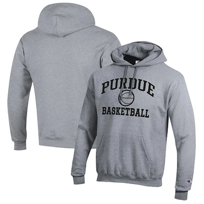 Men's Champion Heather Gray Purdue Boilermakers Basketball Icon Pullover Hoodie