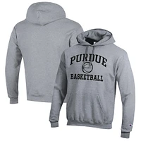 Men's Champion Heather Gray Purdue Boilermakers Basketball Icon Pullover Hoodie