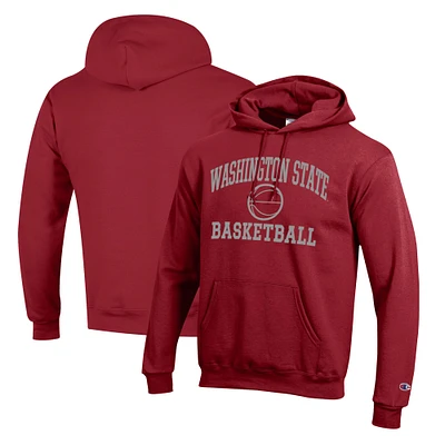Men's Champion Crimson Washington State Cougars Basketball Icon Pullover Hoodie