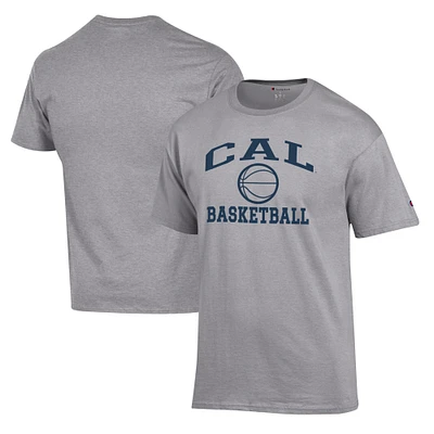 Men's Champion Heather Gray Cal Bears Basketball Icon T-Shirt