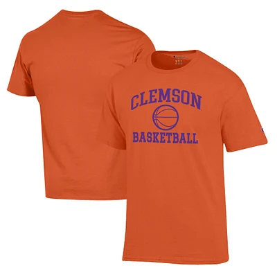 Men's Champion Orange Clemson Tigers Basketball Icon T-Shirt