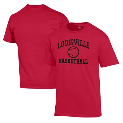 Men's Champion Red Louisville Cardinals Basketball Icon T-Shirt