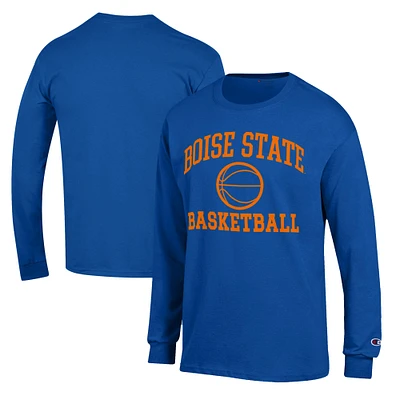Men's Champion Royal Boise State Broncos Basketball Icon Long Sleeve T-Shirt