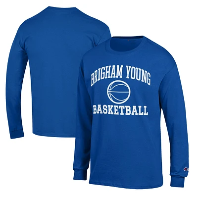 Men's Champion Royal BYU Cougars Basketball Icon Long Sleeve T-Shirt