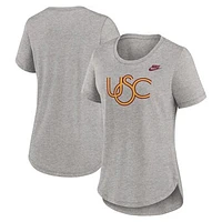 Women's Nike Heather Gray USC Trojans Legacy Tri-Blend T-Shirt