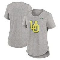 Women's Nike Heather Gray Oregon Ducks Legacy Tri-Blend T-Shirt