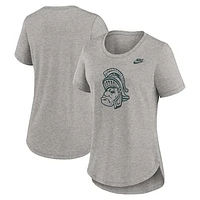 Women's Nike Heather Gray Michigan State Spartans Legacy Tri-Blend T-Shirt