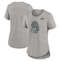 Women's Nike Heather Gray Michigan State Spartans Legacy Tri-Blend T-Shirt