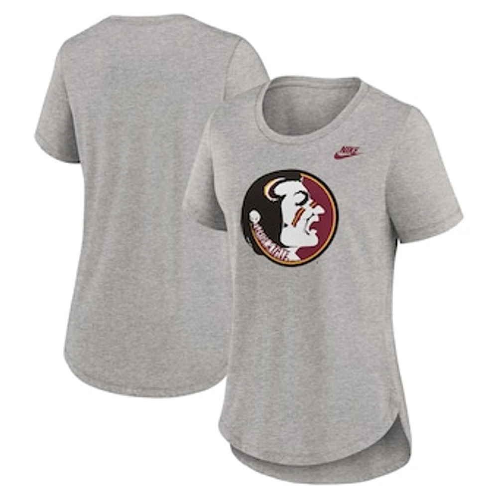 Women's Nike Heather Gray Florida State Seminoles Legacy Tri-Blend T-Shirt