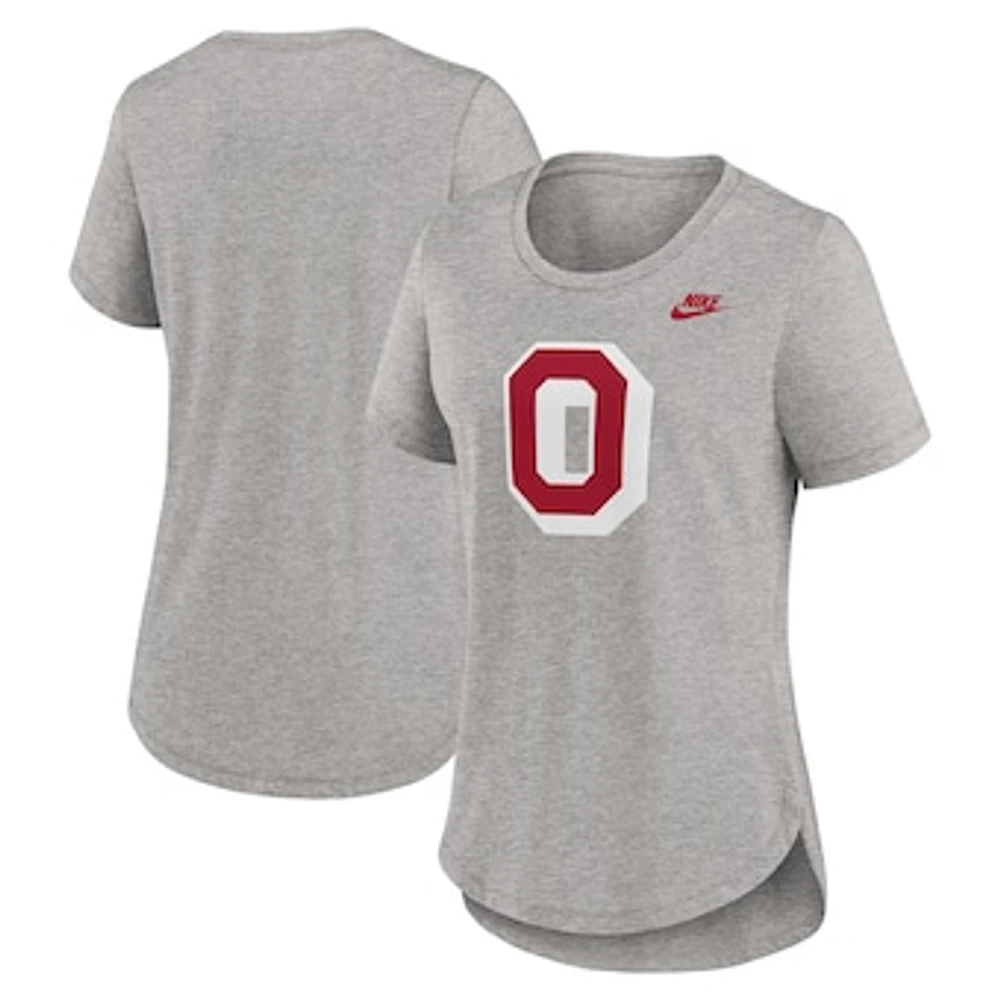 Women's Nike Heather Gray Ohio State Buckeyes Legacy Tri-Blend T-Shirt