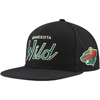 Men's Mitchell & Ness Black Minnesota Wild Core Team Script 2.0 Snapback Hat