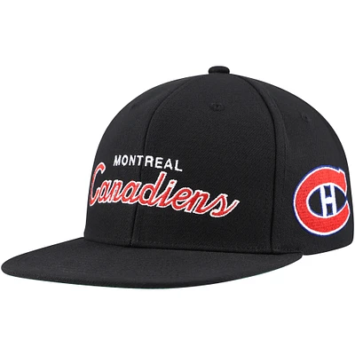 Men's Mitchell & Ness Black Montreal Canadiens Core Team Script 2.0 Snapback Hat