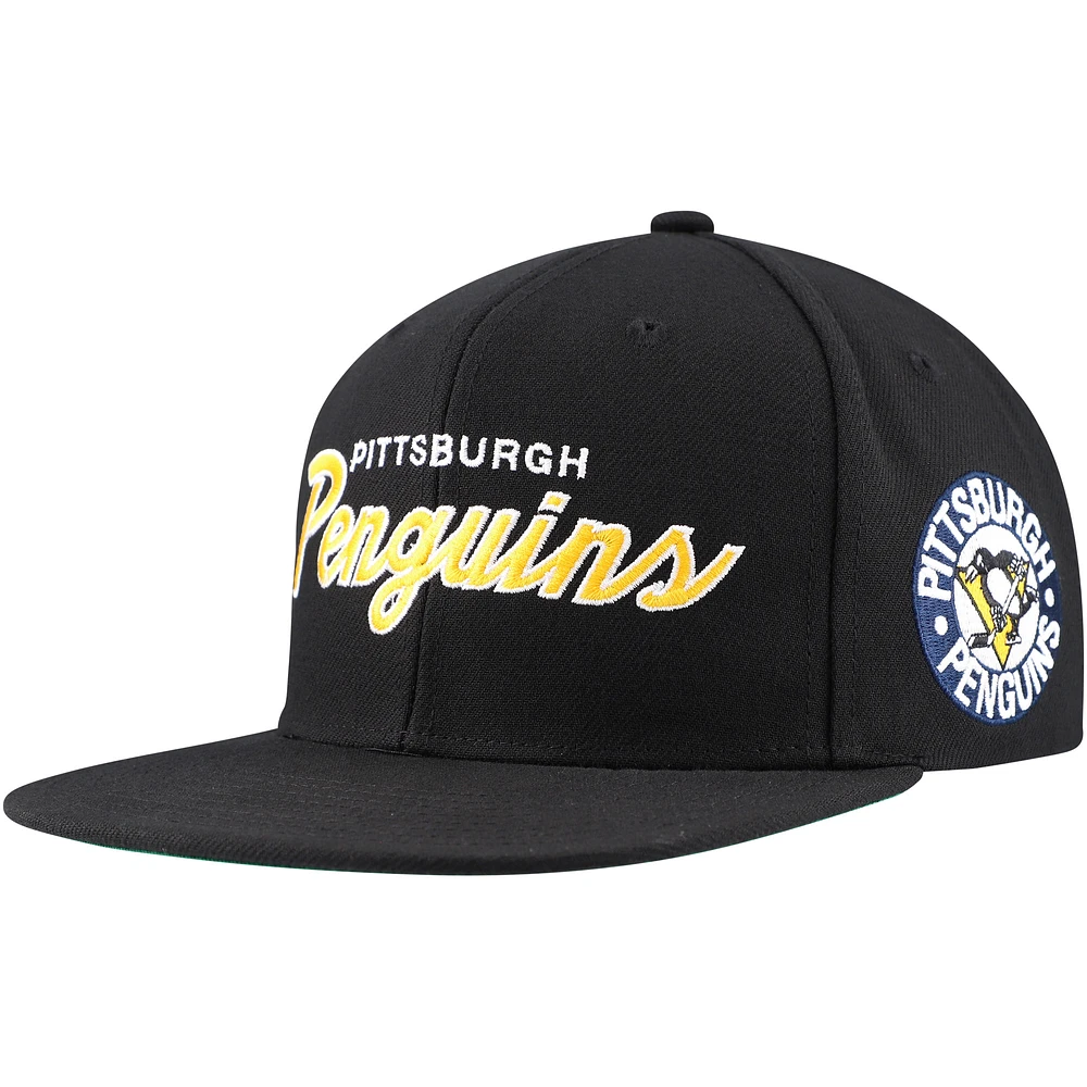 Men's Mitchell & Ness Black Pittsburgh Penguins Core Team Script 2.0 Snapback Hat