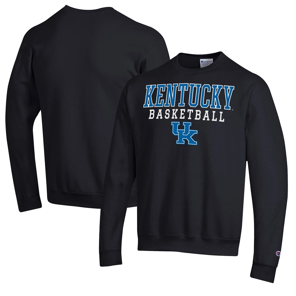 Men's Champion Black Kentucky Wildcats Basketball Stack Pullover Crewneck Sweatshirt