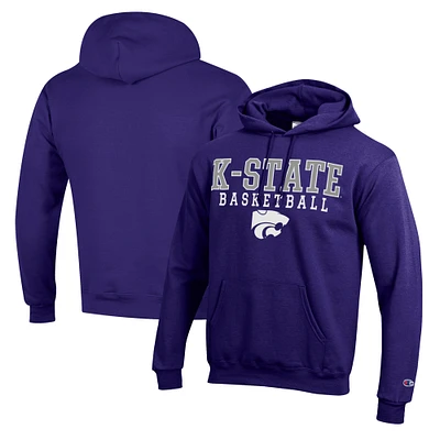 Men's Champion Purple Kansas State Wildcats Basketball Stack Pullover Hoodie