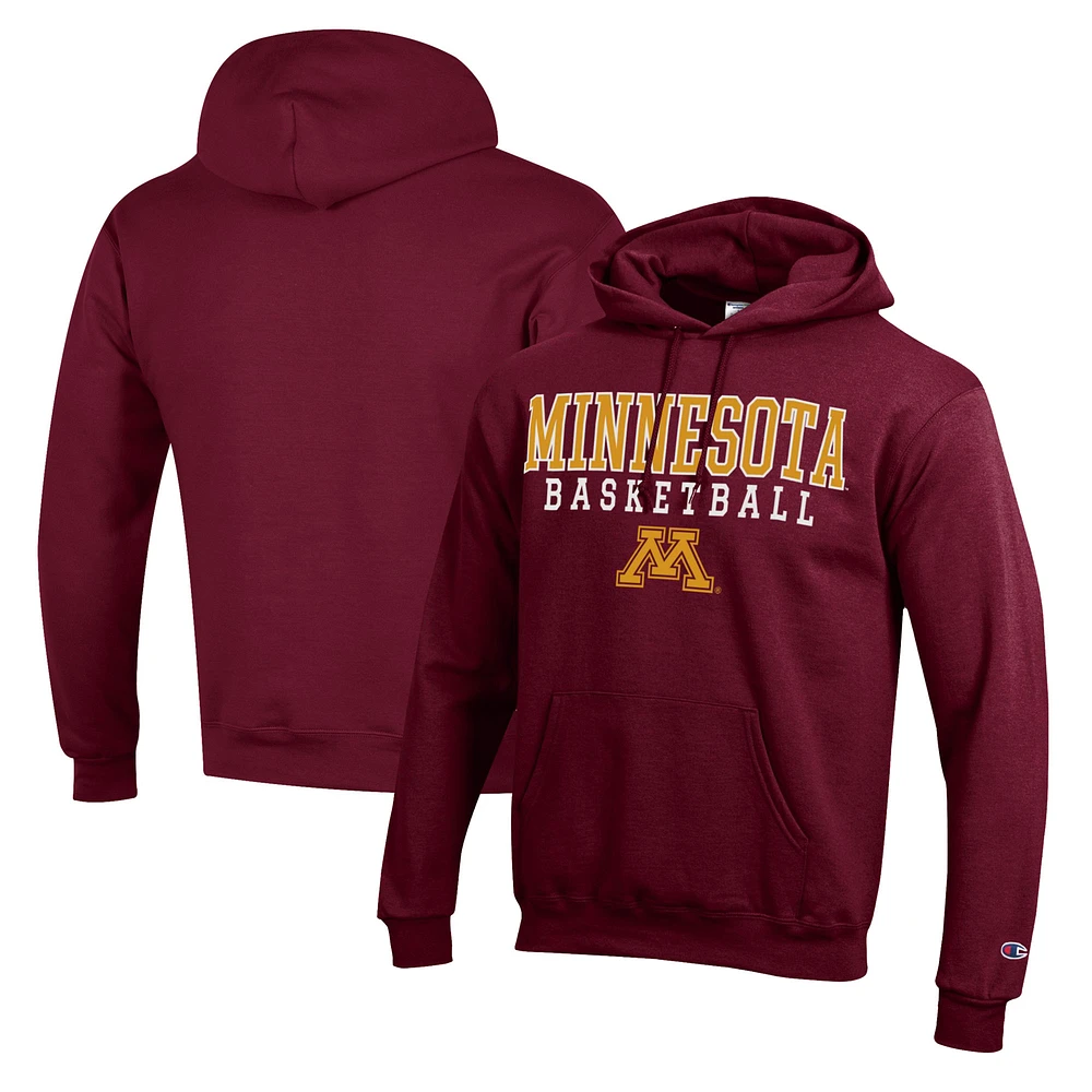 Men's Champion Maroon Minnesota Golden Gophers Basketball Stack Pullover Hoodie