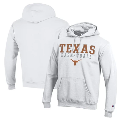 Men's Champion White Texas Longhorns Basketball Stack Pullover Hoodie