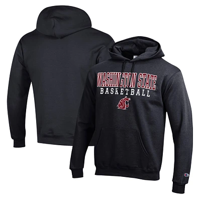 Men's Champion Black Washington State Cougars Basketball Stack Pullover Hoodie