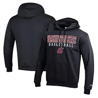 Men's Champion Black Washington State Cougars Basketball Stack Pullover Hoodie