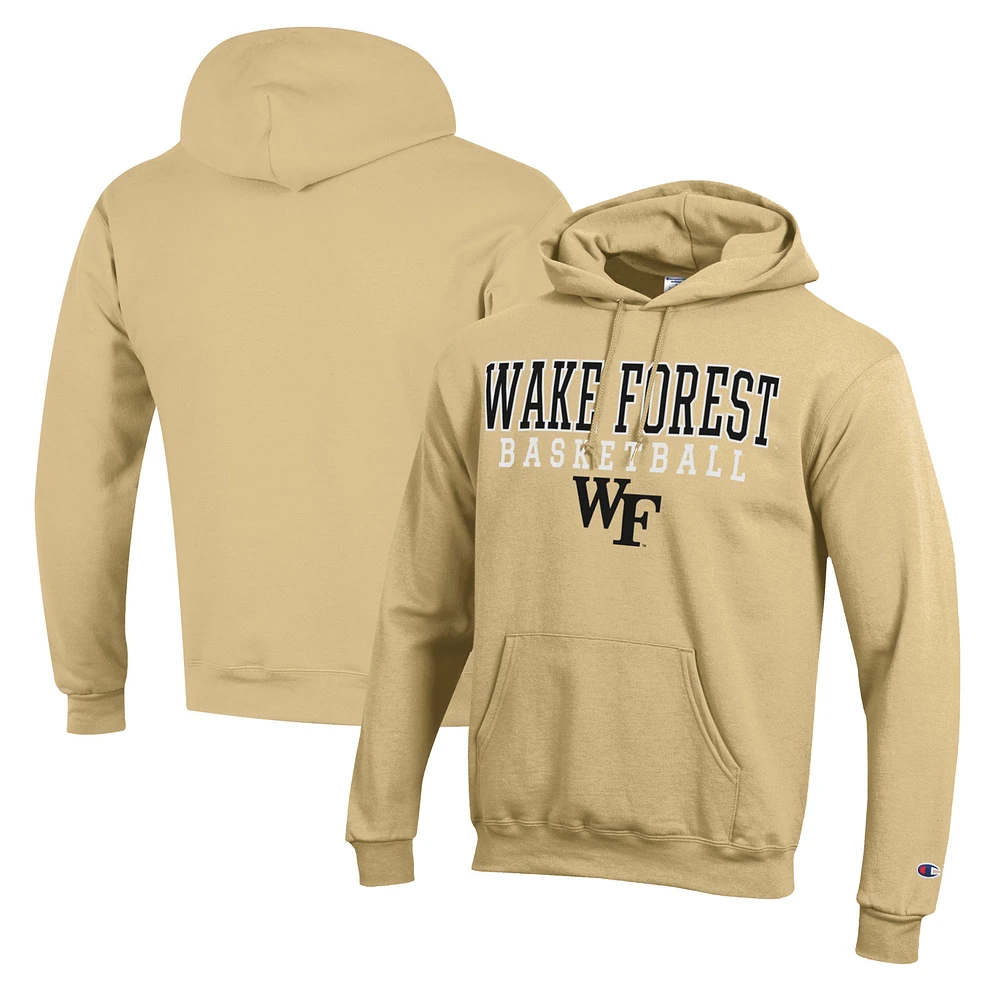 Men's Champion Gold Wake Forest Demon Deacons Basketball Stack Pullover Hoodie