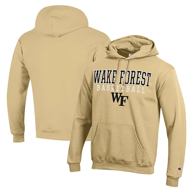 Men's Champion Gold Wake Forest Demon Deacons Basketball Stack Pullover Hoodie