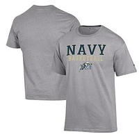 Men's Champion Heather Gray Navy Midshipmen Basketball Stack T-Shirt
