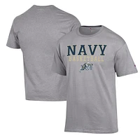 Men's Champion Heather Gray Navy Midshipmen Basketball Stack T-Shirt