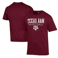 Men's Champion Maroon Texas A&M Aggies Basketball Stack T-Shirt