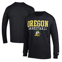 Men's Champion Black Oregon Ducks Basketball Stack Long Sleeve T-Shirt