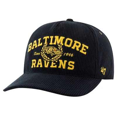 Men's '47 Black Baltimore Ravens Letterman Hitch Adjustable Hat