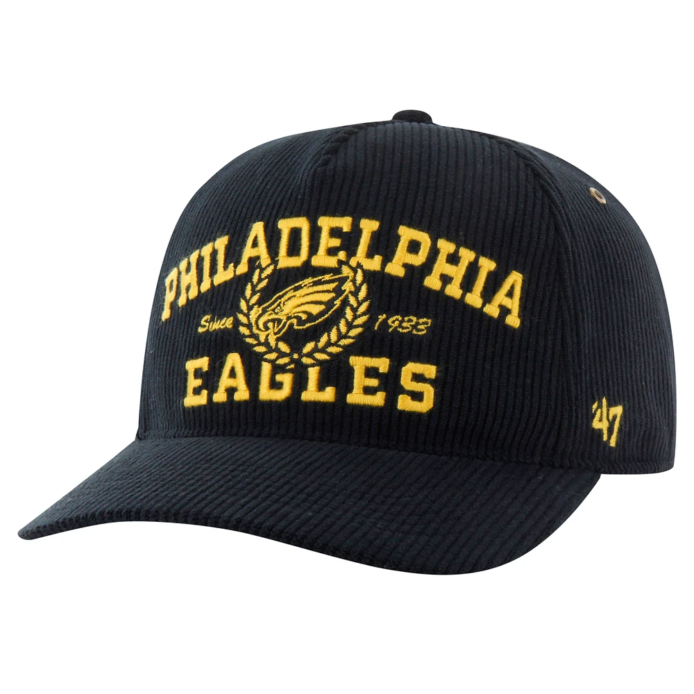 Men's '47 Black Philadelphia Eagles Letterman Hitch Adjustable Hat