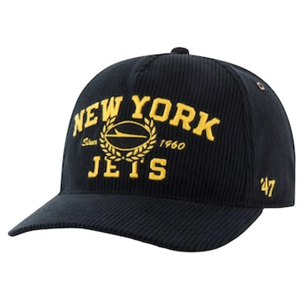 Men's '47 Black New York Jets Letterman Hitch Adjustable Hat