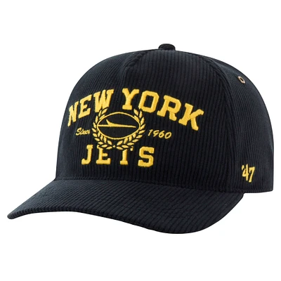 Men's '47 Black New York Jets Letterman Hitch Adjustable Hat