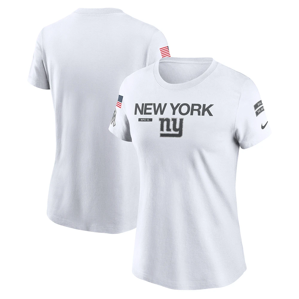 Women's Nike White New York Giants 2024 Salute To Service Legend Performance T-Shirt