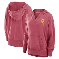 Women's Fanatics  Cardinal USC Trojans Initiative Snow Wash French Terry V-Neck Pullover Hoodie