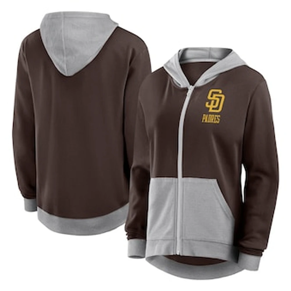 Women's Fanatics  Brown San Diego Padres Hit It French Terry Full-Zip Hoodie