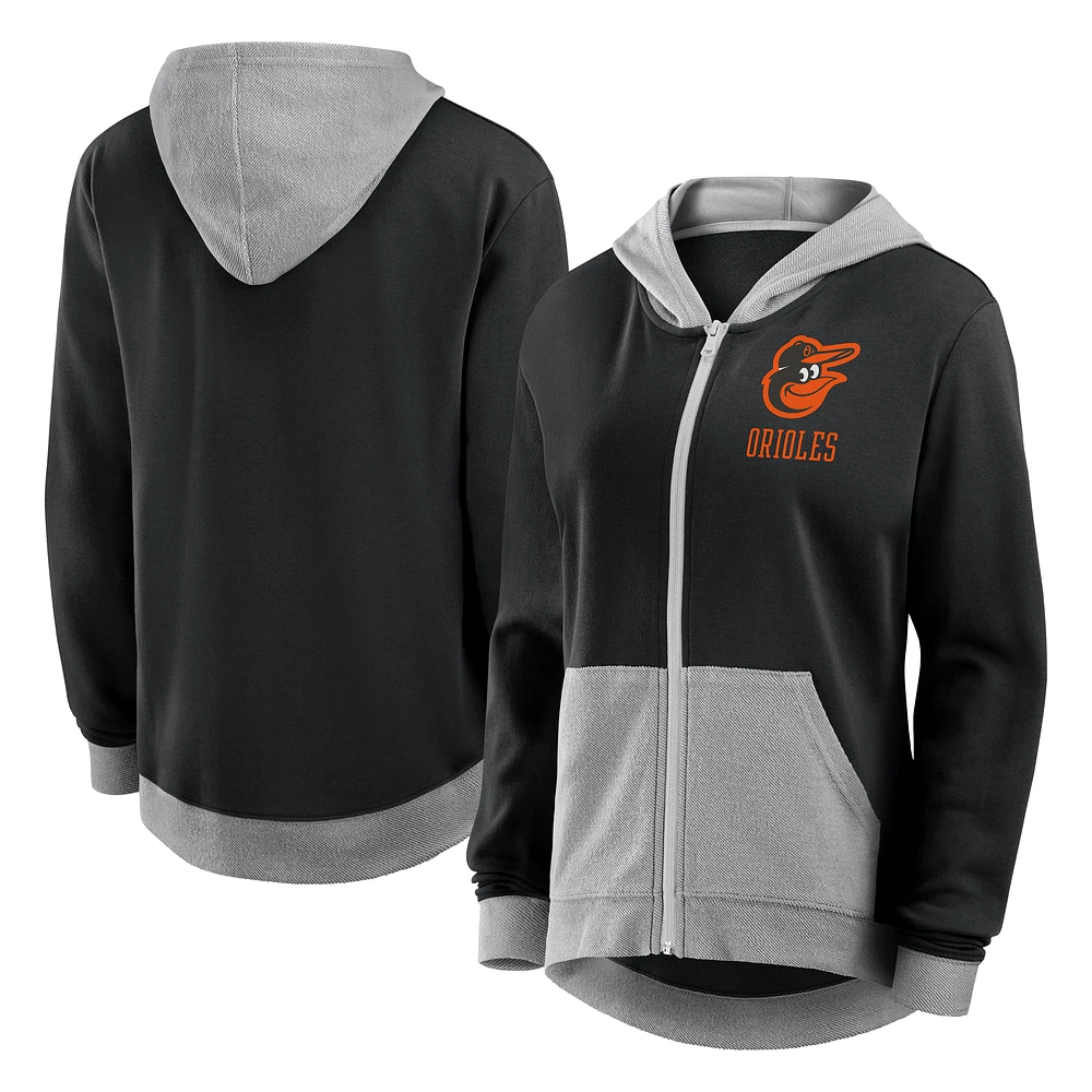 Women's Fanatics  Black Baltimore Orioles Hit It French Terry Full-Zip Hoodie