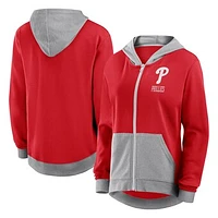 Women's Fanatics  Red Philadelphia Phillies Hit It French Terry Full-Zip Hoodie