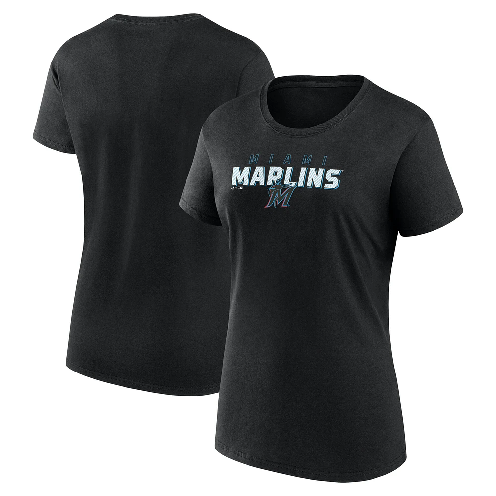 Women's Fanatics Black Miami Marlins Lean T-Shirt