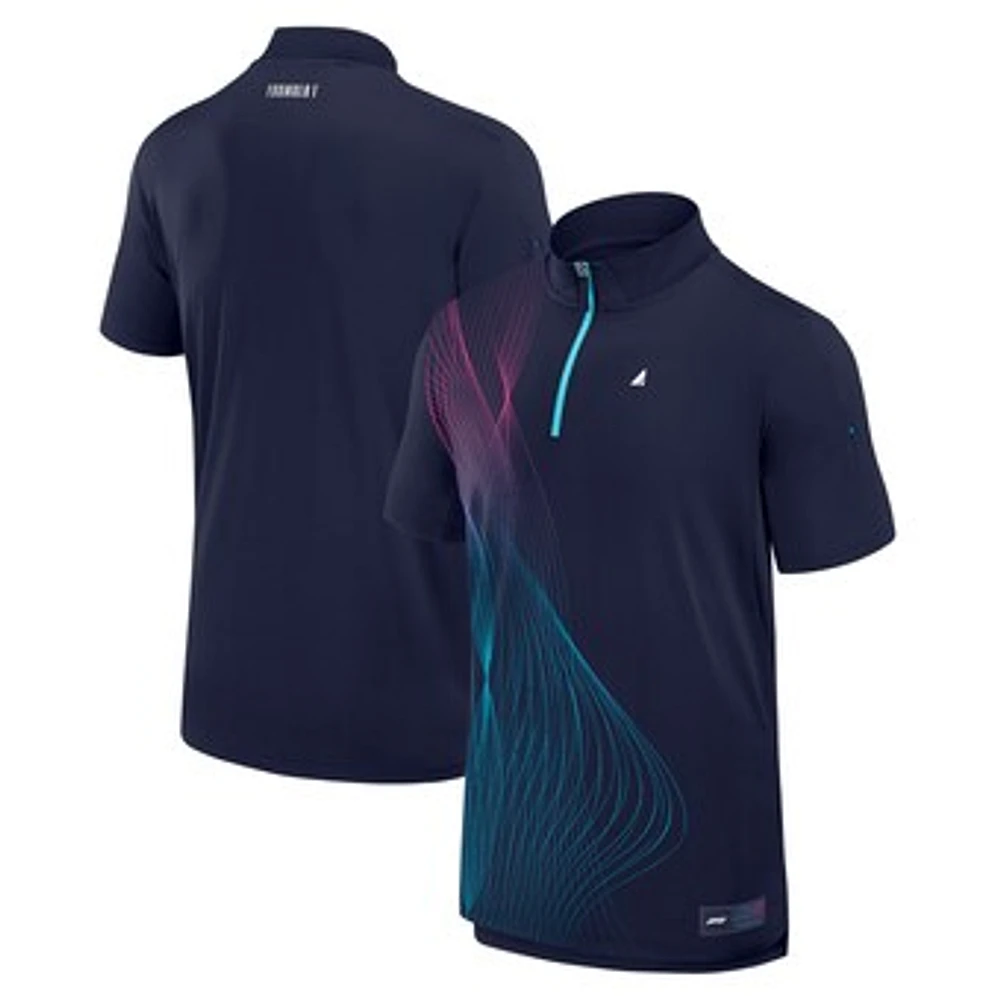 Men's Formula 1 Navy Neon Nights Tech Quarter-Zip Polo