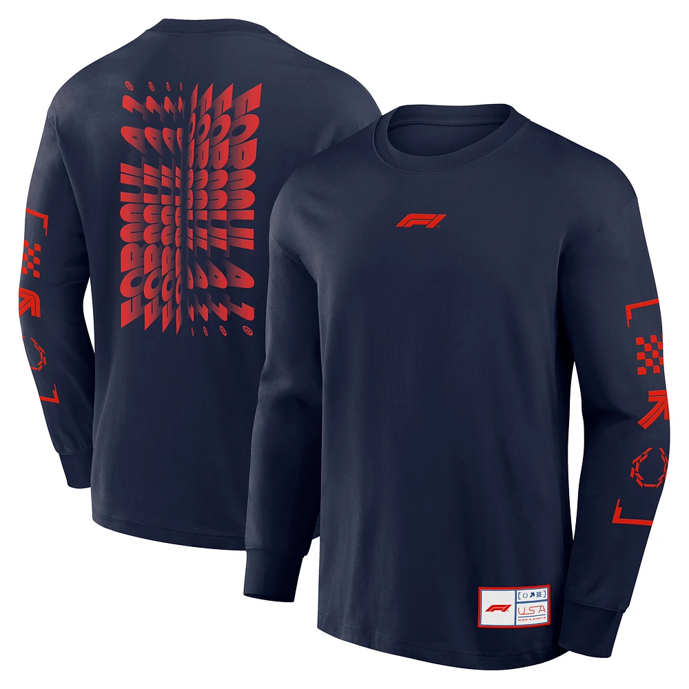 Men's Formula 1  Navy 2024 United States Grand Prix Long Sleeve T-Shirt